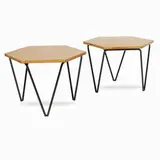 Gio Ponti, Giò Ponti, 1891, Pair of small tables with ash veneer and painted metal structure
