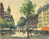 Cirano Castelfranchi, Paris, Boulevard Saint Germain des Pres, 1957, oil on canvas