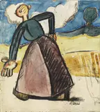 Paesaggio con figura femminile by Mario Sironi, 1925, tempera diluita and pencil grassa on paper applicata on canvas, offered Nov 2016