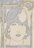 Giosetta Fioroni, Testa di donna, 1965, mixed media on paper