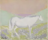 Giuseppe Cesetti, Cavallo con cielo rosa, oil on canvas