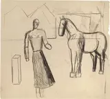 Figura con cavallo by Mario Sironi, charcoal on paper, offered Nov 2016