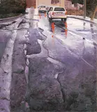 Davide Frisoni, Asfalto viola, oil on canvas