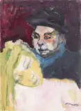Figure by Mino Maccari, oil, offered Nov 2016