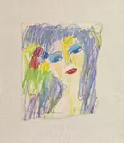 Walasse Ting, Ritratto di donna, 1977, pastel on paper