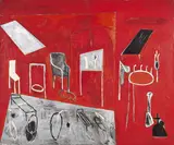 Mimmo Paladino, Interno con stagno, 1988, oil on canvas