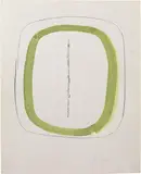 Lucio Fontana, Concetto spaziale, 1961, lithograph con intervento a mano: gouache verde and strappo