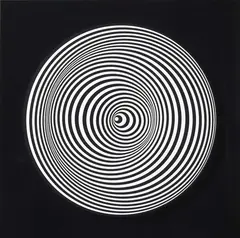 Dinamica circolare S+S+S by Marina Apollonio, 1969, nitro on perspex, offered Nov 2016