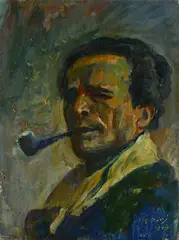Ennio Pozzi, Self-portrait, 1947, Signature and date lower right.