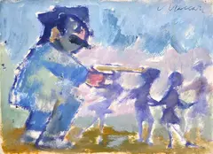 Figures by Mino Maccari, Signature top right. On the reverse: dedication., offered Jun 2024