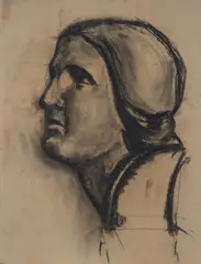 Achille Funi, Portrait, 1948, On the reverse: signature and date.