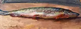 Nikolai Nikonov, Salmon, 1948, Signature and date lower left.
