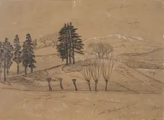 Landscape (front) - Landscape (back) by Luigi Russolo, Signature bottom right. The work is registered with the Luigi Russolo Association with the no. CLMO1943dc01 and, offered Jun 2024