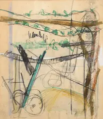 Courtyard by Giuseppe Santomaso, 1953, Sign at the bottom to the left. On the reverse: label Galleria Flori, offered Jun 2024