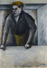 Man in the gallery by Ottone Rosai, 1950, Signature lower right. On the reverse: on the canvas, offered Jun 2024
