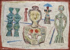 Without title by Massimo Campigli, 1960, Signature and date lower right. On the reverse: Florence Art Gallery label, offered Jun 2024