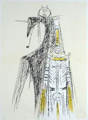 Totem by Wifredo Lam, 1960, Signature bottom right; print run bottom left. Printer Il Torchio Milano; embossed stamp lower left Bibliography:, offered Apr 2024