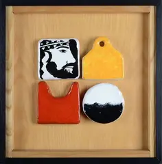 Joe Tilson, Dionysos 4, 1992, On the reverse: author's label with data of the work; dedication.