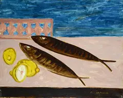 Without title by Giuseppe Migneco, 1954, Signature bottom right. On the reverse: author's declaration of authenticity, offered Apr 2024