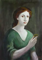 Woman with ring by Domenico Purificato, Signature bottom right., offered Apr 2024