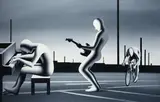 Mark Kostabi, The Spirit of Jamie Angus, 2004, On the reverse: signature