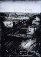 Urban landscape by Jonathan Guaitamacchi, Signature bottom center., offered Apr 2024