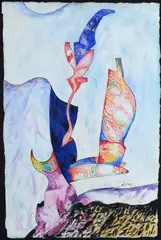 Without title by Gianni Dova, 1980, Signature bottom right. Certificate of authenticity Cafiso Art Gallery with data of the work and archive number, offered Apr 2024