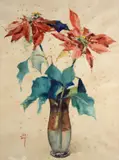 Corrado Michelozzi, Vaso di fiori, Sigla in basso a sinistra.
