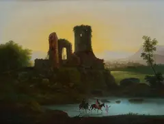 Landscape with ruins by Giuseppe Bernardino Bison, Expertise by Fabrizio Magnani, offered Mar 2024