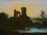 Giuseppe Bernardino Bison, Landscape with ruins, Expertise by Fabrizio Magnani