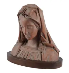 Female face by Mario Moschi, Terracotta sculpture, offered Feb 2024