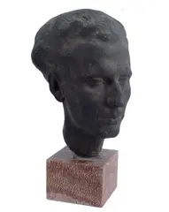 Male face by Bruno Catarzi, 1932, Bronze sculpture. Signed and dated on the reverse., offered Feb 2024