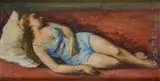 Mario Cocchi, Lying woman, Signature bottom right.