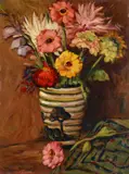 Anchise Picchi, Vase with flowers, Sign at the bottom to the left. On the reverse: author's label with data of the work.