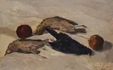 Beppe Guzzi, Still life with birds, 1944, Signature and date lower right.