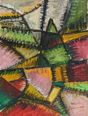 Mario Nannini, Composition, Signature bottom right. Declaration of authenticity by Antonio Parronchi