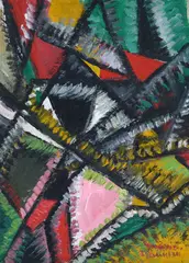 Mario Nannini, Composition, Signature bottom right. Declaration of authenticity by Antonio Parronchi