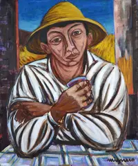 Figure by Giuseppe Migneco, Signature bottom right. Authentication by the author on photo, offered Feb 2024