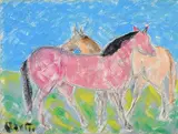 Giuseppe Cesetti, Two horses in the meadow