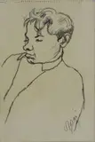 Ottone Rosai, Portrait of a young man, Signature bottom right