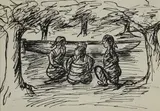 Ottone Rosai, Figures on the lawn (for the Il Bargello magazine)