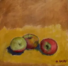Three apples by Ottone Rosai, Signature bottom right. On the reverse: initials BG. Provenance: Giraldi Gallery, offered Feb 2024