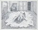 Giorgio de Chirico, Hebdomeros went around his room in a boat, 1968, Signature on plate lower right; signature bottom right. Plate edition bottom left. Lithograph drawn by the author