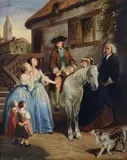Tony Johannot, The departure, 1838, Signature and date lower right.