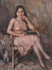 Attilio Toro, Sitting girl, Sign at the bottom to the left.