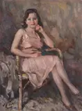 Attilio Toro, Sitting girl, Sign at the bottom to the left.