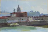Paolo Emilio Passaro, View of the Cestello in Florence, 1914, Signature and date lower left.