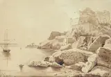 Ercole Gigante, The fortress on the sea, Sign at the bottom to the left.