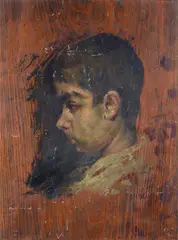 Teofilo Patini, Profile of boy, Sign at the bottom to the left. On the reverse: portion of sealing wax.