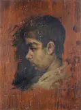 Teofilo Patini, Profile of boy, Sign at the bottom to the left. On the reverse: portion of sealing wax.